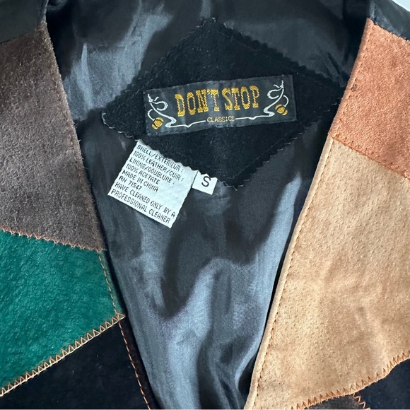Vintage Genuine suede patchwork vest brown green size small with the tag - Picture 2 of 5